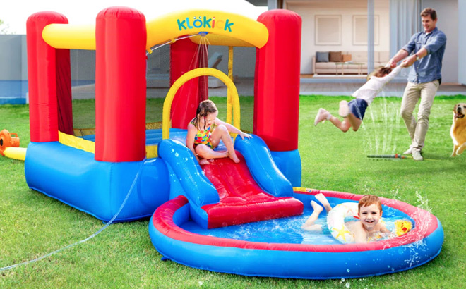 Klo Kick Bounce House with Water Slide and Air Blower