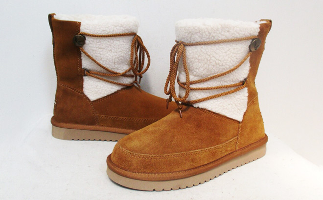 Koolaburra by UGG KIDS Faux Fur Michon Short Boots in Chestnut Color