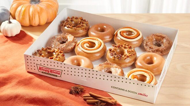Krispy Kreme Pumpkin Spice Doughnuts in a Box