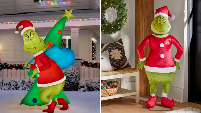 LED Grinch Steal Christmas Inflatable and Animated Grinch