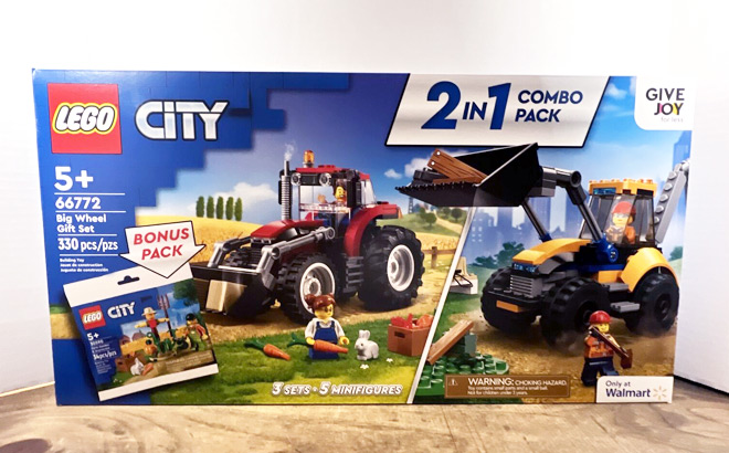 LEGO City 330 Piece Big Wheel Gift Set on Wooden Floor