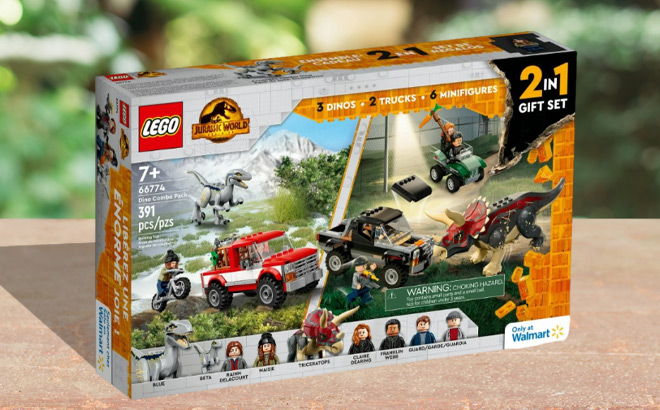 LEGO Jurassic World 391 Piece Dino Combo Set on Stone Top