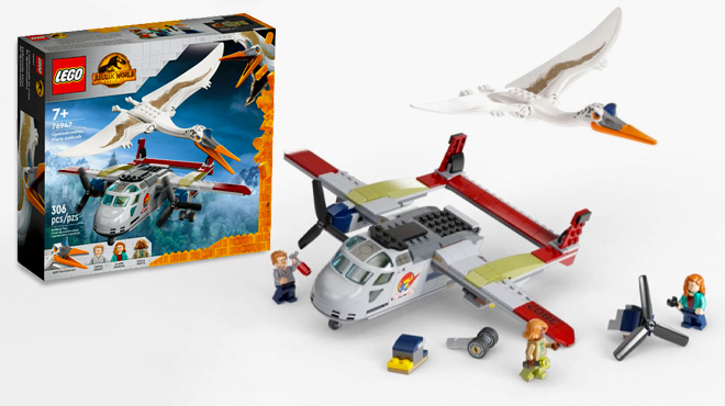 LEGO Jurassic World Dominion Quetzalcoatlus Plane Ambush Set on white background