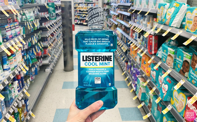 Listerine 1L Antiseptic Bad Breath Plaque Cool Mint Mouthwash