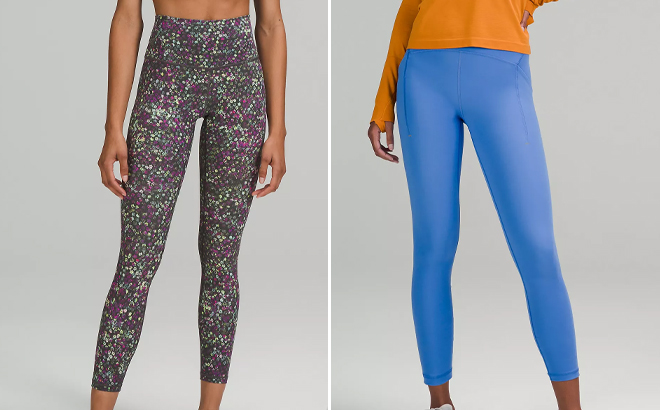 Lululemon 25-Inch Wunder Under High Rise Tight Leggings and 25-Inch Power Thru High Rise Tight Leggings