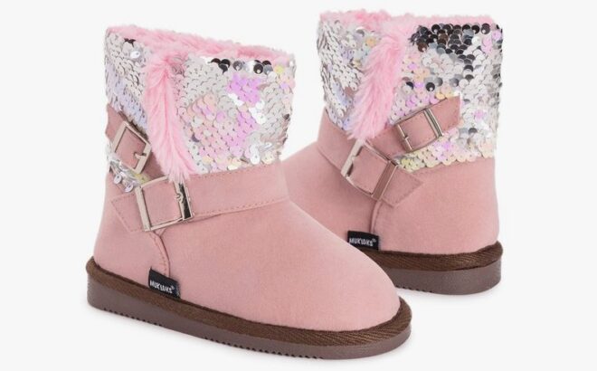 MUK LUKS Pink Gray Alyx Boots MUK LUKS Pink Gray Alyx Boots
