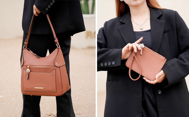 Maeve Vegan Leather Womens Shoulder Handbag Wristlet Pouch