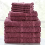 Mainstays 10 Piece Bath Towel Set in Raspberry Color