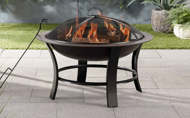 Mainstays 2622 Metal Round Outdoor Wood Burning Fire Pit