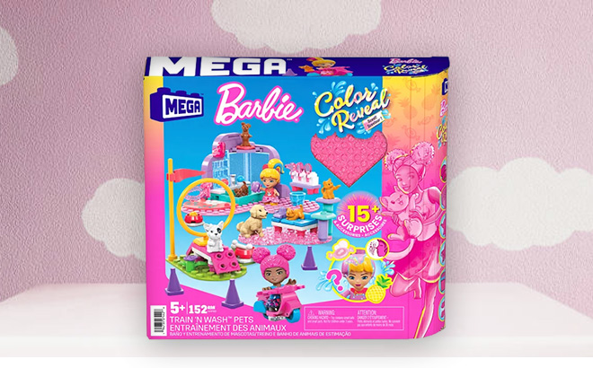 Barbie Color Reveal Building Toy Playset for Kids on white table