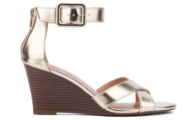 Metallic Ankle Strap Wedge Metallic Ankle Strap Wedge