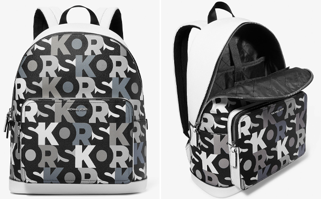 Michael Kors Black Combo Cooper Graphic Logo Commuter Backpack