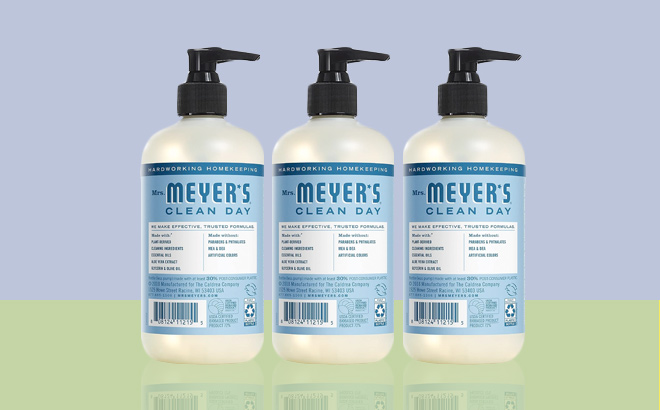 Mrs Meyers Hand Soap Made with Essential Oils Biodegradable Formula Rain Water 12 5 fl oz Pack of 3