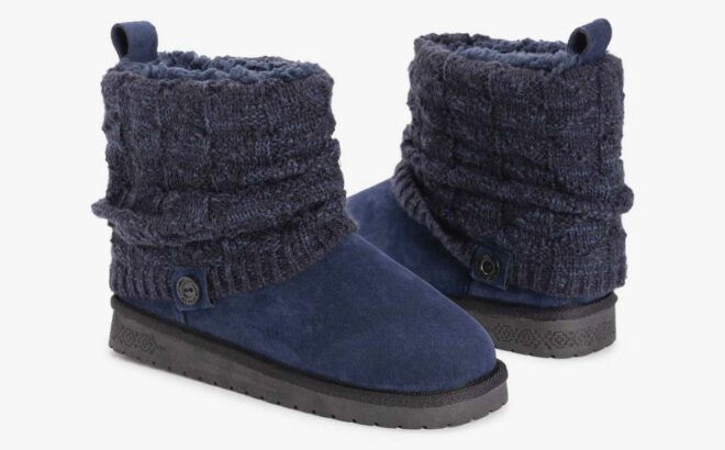 Muk Luks Womens Navy Sweater Shaft Laurel Ankle Boots Muk Luks Womens Navy Sweater Shaft Laurel Ankle Boots
