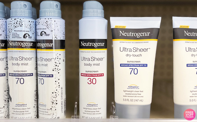 Neutrogena Ultra Sheer Lightweight SPF 30 Sunscreen Spray on a Shelf