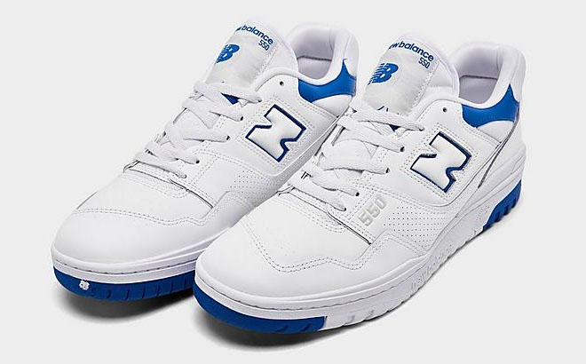New Balance Mens 550 Shoes White Blue Color