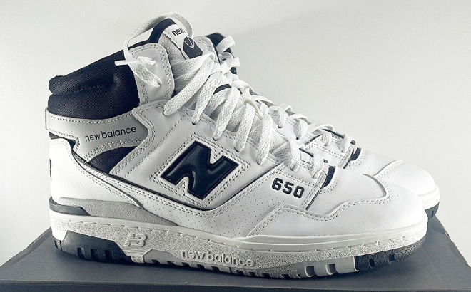 New Balance Mens 650 Casual Shoes in White Black Grey Color