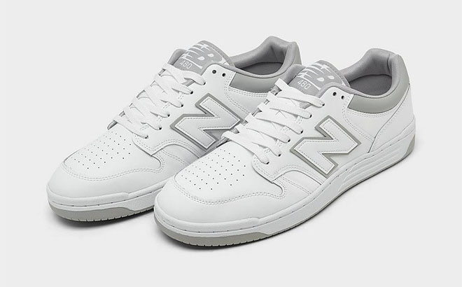 New Balance Mens BB480 Shoes White Grey Color