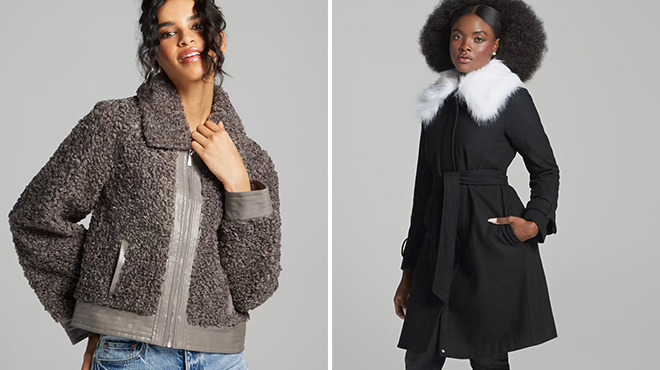 New York Company Kalei Faux Fur Jacket Wool Coat