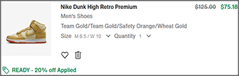 Nike Dunk High Retro Premium Shoes Checkout Screenshot
