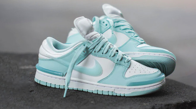 Nike Dunk Low Twist in Summit White and Jade Ice color