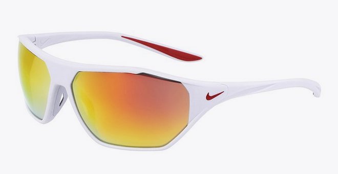 Nike Matte Wolf Gray Orange Mirror Aero Drift Wrap Sunglasses