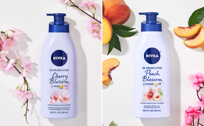 Nivea 16 9 Oz Oil Infused Cherry Blossom and Peach Blossom Body Lotions