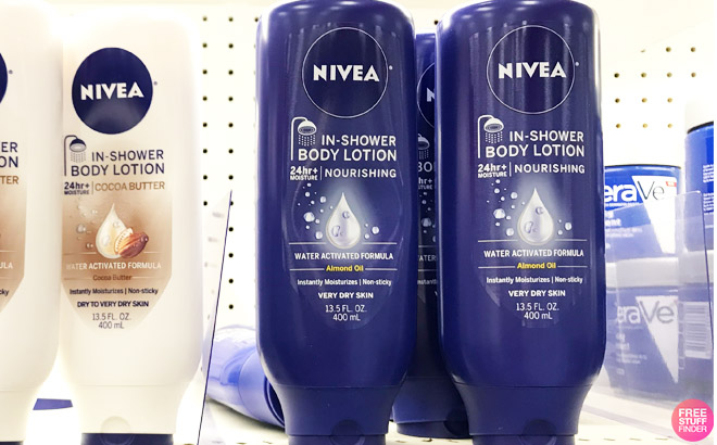 Nivea Nourishing In Shower Lotion on a Store Shelf