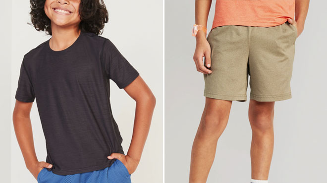 Old Navy Boys Breathe ON Performance T-Shirt and Cloud 94 Soft Go Dry Cool Performance Short