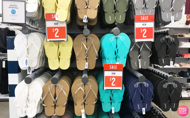 Old Navy Flip Flops on Store Hangers