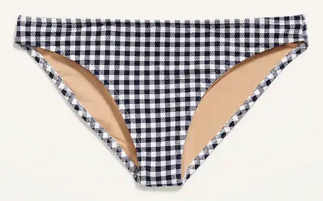 Old Navy Mid Rise Pique Classic Bikini Swim Bottoms in Black and White Checkered Pattern
