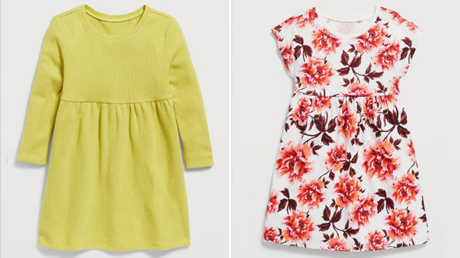 Old Navy Toddler Girls Fit Flare Thermal Knit Dress and Dolman Sleeve Fit Flare Dress