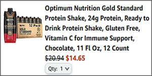 Optimum Nutrition Protein Shake 12 Pack Checkout Screenshot