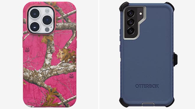 OtterBox iPhone 14 Symmetry Series Antimicrobial Case and OtterBox Galaxy S22 Defender Series Case