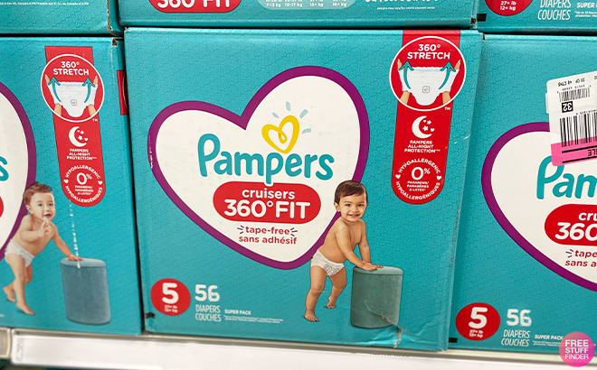 Pampers Cruisers 360 Diapers Size 5 56 Count on a Shelf