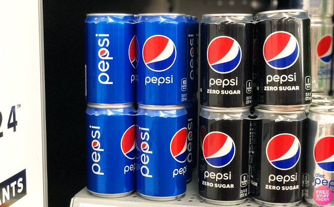 Pepsi Cans on a Shelf