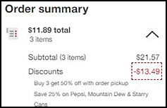 Pepsi Soda 12 Packs Order Summary