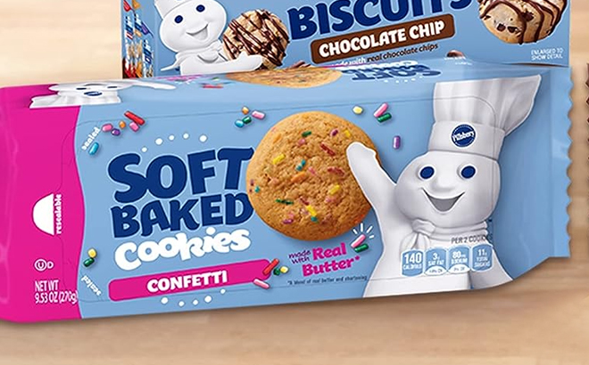 Pillsbury Soft Baked Cookies Confetti 18 Count on a Table