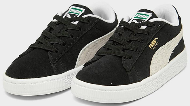 Puma Black and White Toddler Boys Suede Casual Shoes