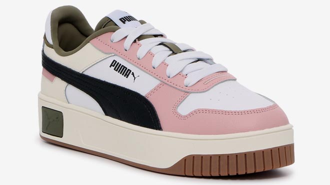 Puma Carina Street Platform Womens Sneakers Off White with Pink