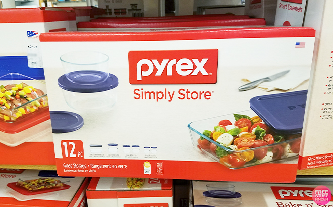 Pyrex Storage Plus 12 Piece Glass Food Storage Set on a Shelf at Kohls