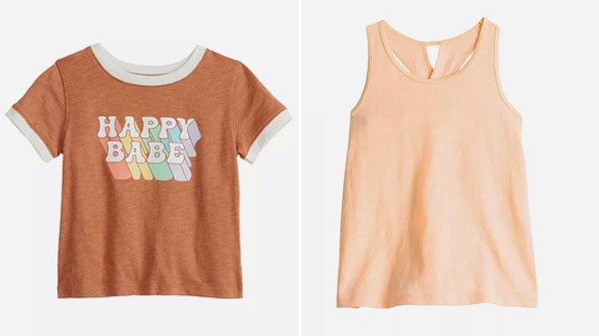 Ringer Graphic Baby Tee and Baby and Toddler Girl Tank Top