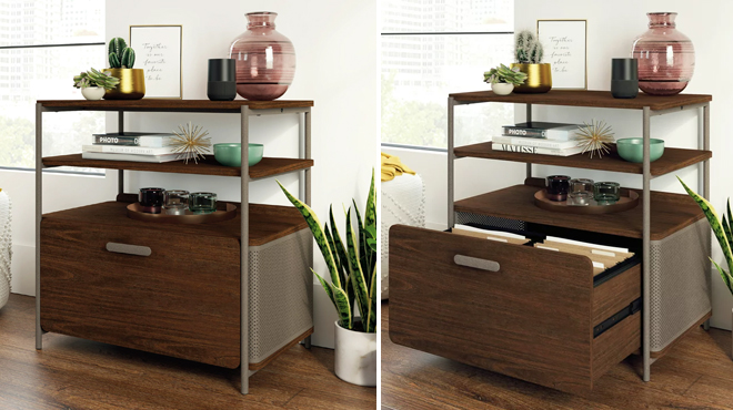 River Street Designs Modern File Cabinet with Open Shelves