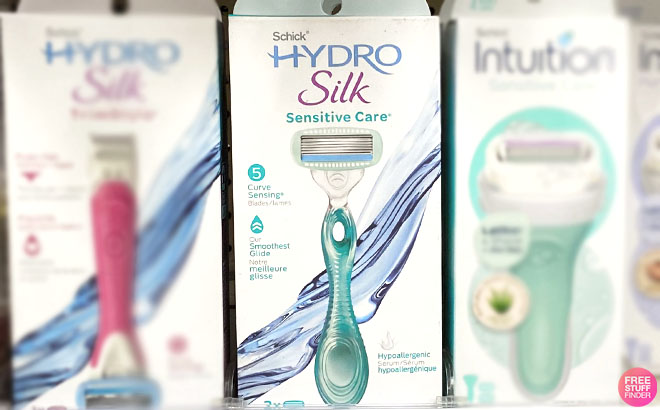 Schick Hydro Silk Sensitive Care Razor on a Shelf