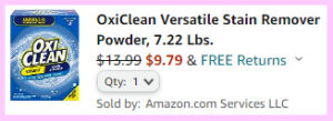 Screen Grab of the final Price Breakdown for Oxiclean