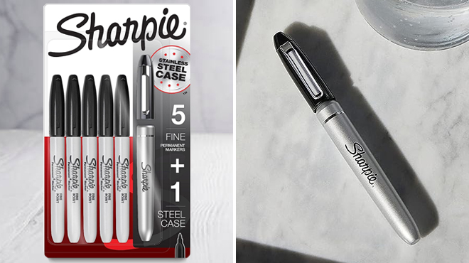 Sharpie Markers with Stainless Steel Marker Case on the Left and Sharpie Stainless Steel Marker Case on the Right