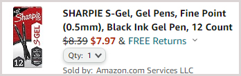 Sharpie S Gel Gel Pen Checkout Screenshot Sharpie S Gel Gel Pen Checkout Screenshot