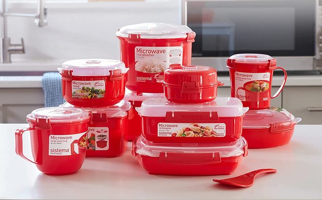Sistema Heat and Eat 4 Rectangular Food Containers with Lids