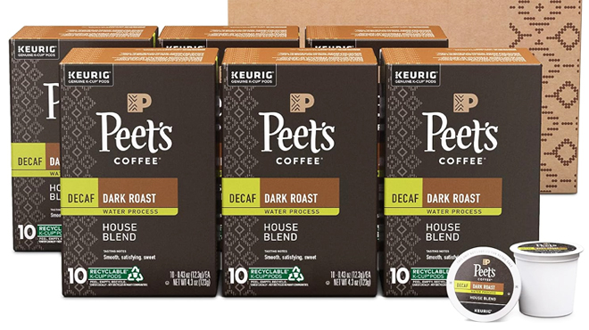 Six Boxes of Peets Coffee Dark Roast 10 Count K Cups