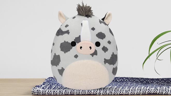 Squishmallows Grady the Gray Appaloosa Painted Horse 11 Inch Plush on table